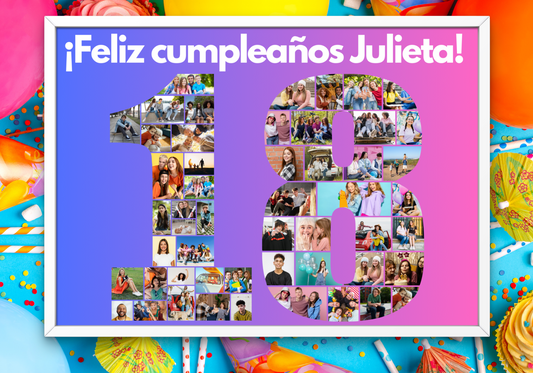 Cuadro 18 cumpleaños personalizado con fotos