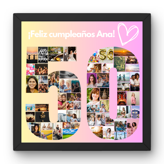 Cuadro 50 cumpleaños personalizado con fotos