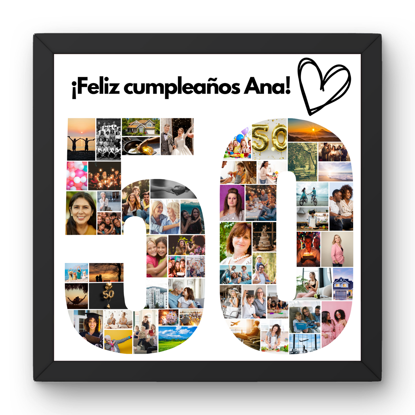 Cuadro 50 cumpleaños personalizado con fotos