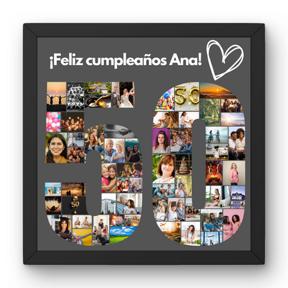 Cuadro 50 cumpleaños personalizado con fotos