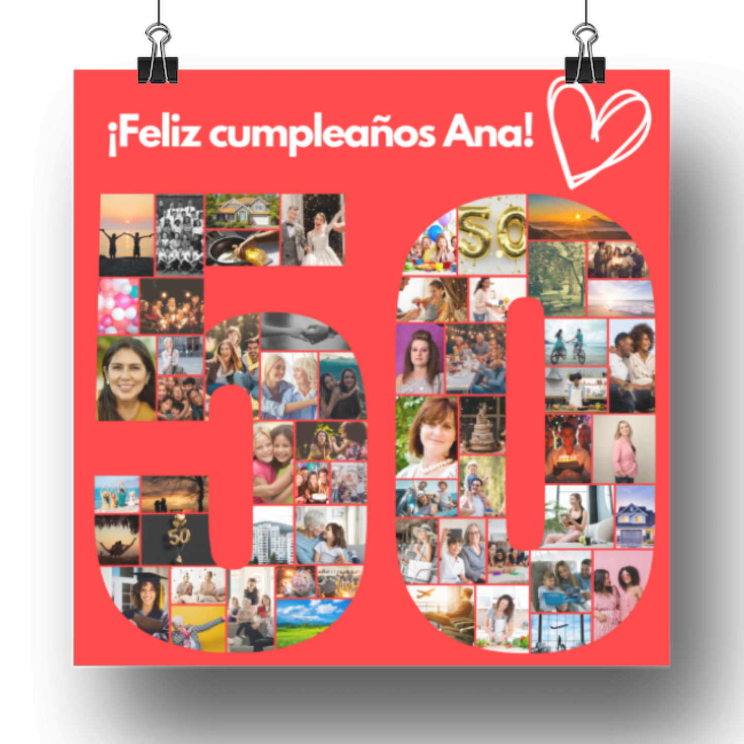 Cuadro 50 cumpleaños personalizado con fotos