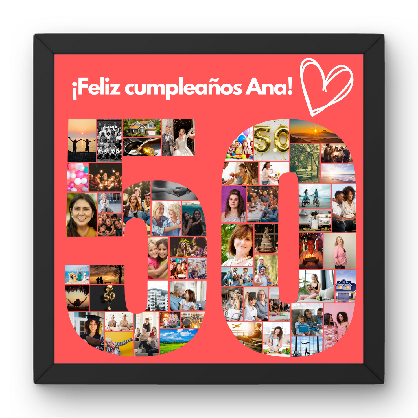 Cuadro 50 cumpleaños personalizado con fotos