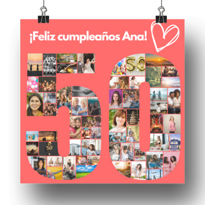 Cuadro 50 cumpleaños personalizado con fotos