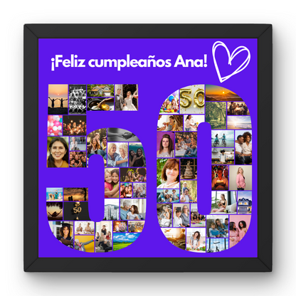 Cuadro 50 cumpleaños personalizado con fotos