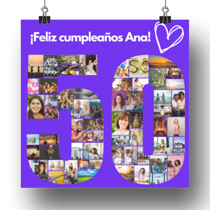 Cuadro 50 cumpleaños personalizado con fotos